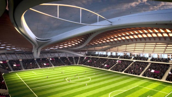 Qatarin 2022 MM-kisoihin suunniteltu stadion näyttää aivan….