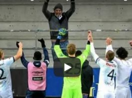 Klassikkovideo: Geflen pelaajat ja ainoa vierasfani juhlivat voittoa