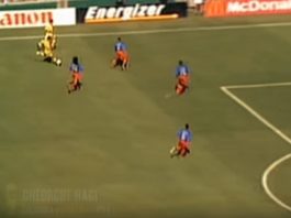 Video: Gheorghe Hagi viimeistelee ikonisen kaukolaukausmaalin MM-kisoissa 1994