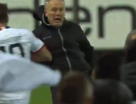 Frankfurt-kapteenille loppuvuoden pelikielto Freiburg-koutsin taklaamisesta – katso video tilanteesta