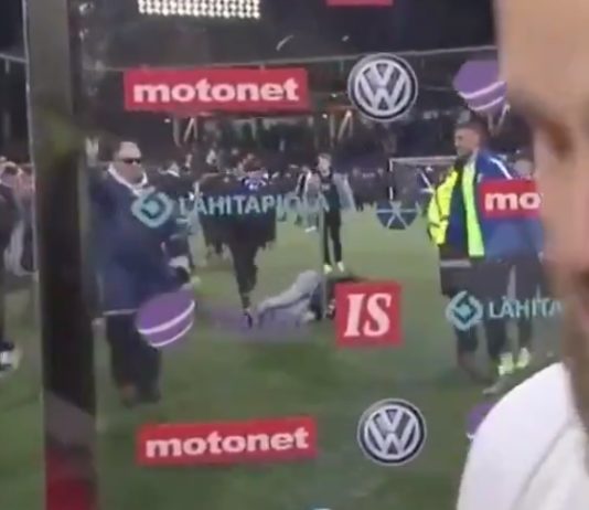 Video: Suomalaiskannattajan hämmentävä taustahyppy voitonjuhlissa perjantaina