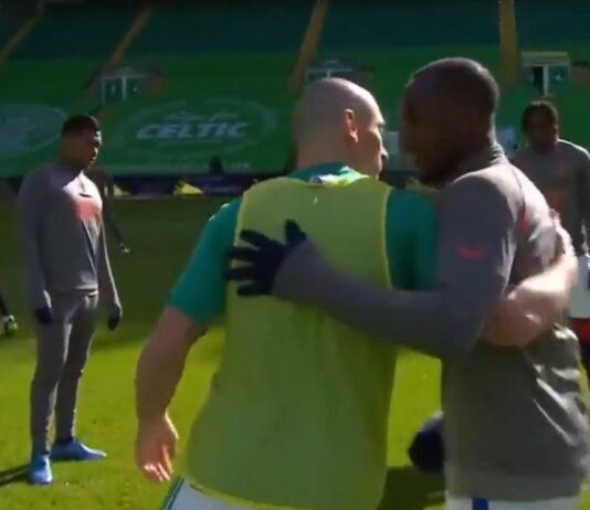 Video: Celtic-kapteeni Scott Brownilta upea ele – kävi halaamassa Glen Kamaraa