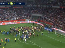 Video: Nicen ja Marseillen ottelussa täyskaaos kannattajien rynnättyä kentälle