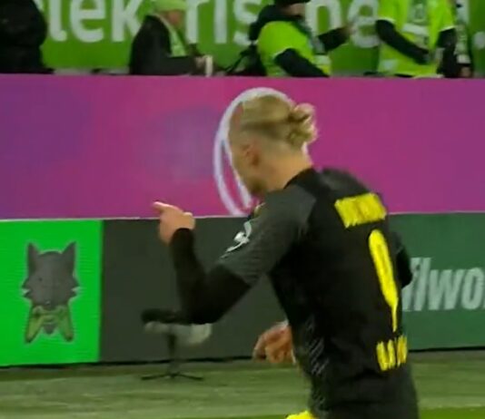 Video: Erling Haaland maalasi heti – Wolfsburg-fani näytti keskaria