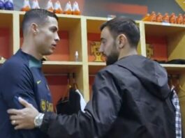 Video: Ronaldolla ja Bruno Fernandesilla kylmä kohtaaminen pukuhuoneessa