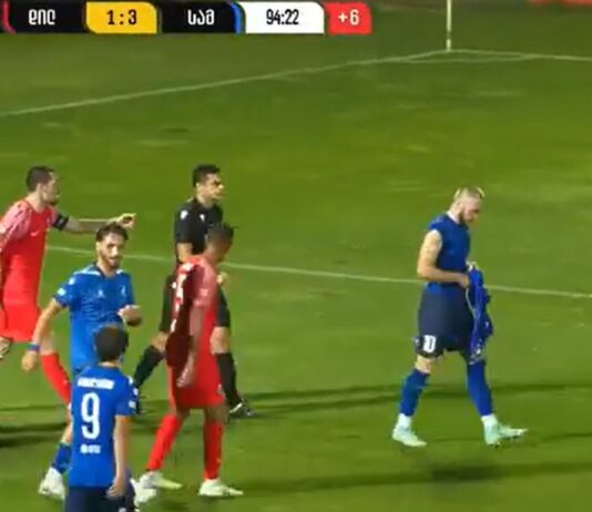 Video: Härski tuuletus Georgiassa – pelaaja riisui paitansa jo ennen maalintekoa