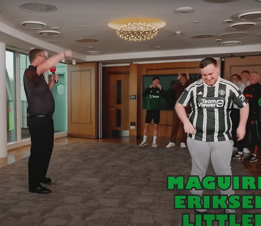 Video: Harry Maguire ja Christian Eriksen kisasivat Luke Littleriä vastaan – nuori darts-tähti dominoi