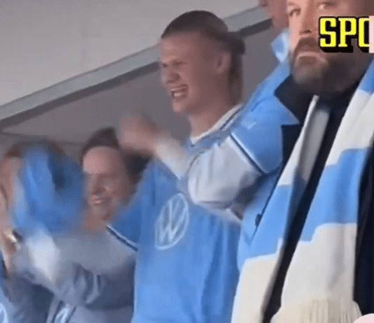 Video: Erling Haaland jätti Ballon d’Or -gaalan väliin – kannusti Malmöä Allsvenskanissa