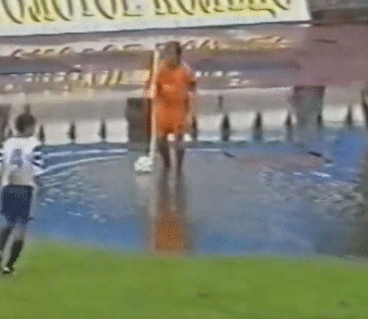 Klassikkovideo: Gaizka Mendietan kulmapotku valtavasta vesilätäköstä Intertoto Cupissa 1998