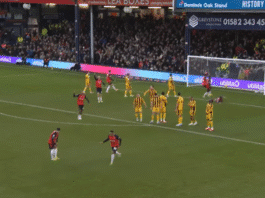 Video: Luton Townin Cohen Bramall laukoi kuvankauniin vaparimaalin Englannin Ykkösliigassa
