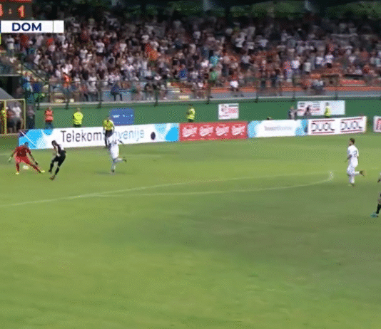 Klassikkovideo: Nino Kouter tekee maalin läpiajosta takavasaralla Slovenian pääsarjassa