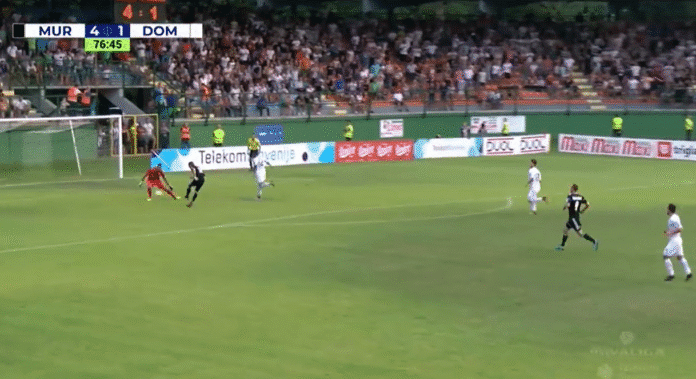 Klassikkovideo: Nino Kouter tekee maalin läpiajosta takavasaralla Slovenian pääsarjassa