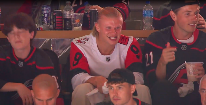 Video: Norjan MM-kisajoukkue oli Stanley Cupin finaalissa – Erling Haaland nautiskeli täysillä