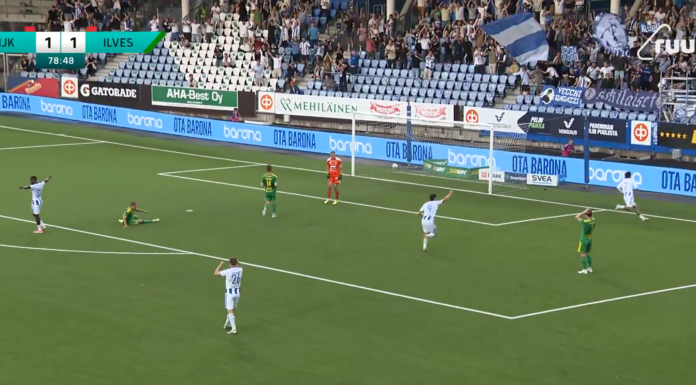Video: Ilves pimputteli alakerrassa – Alfie Cicale riisti pallon ja laukoi HJK:n Suomen Cupin finaaliin