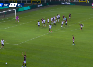 Video: Torinon Che Adams laukoi harvinaisen maalin kääntövolleylla AC Milanon verkkoon