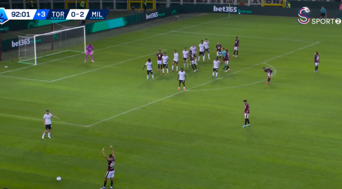 Video: Torinon Che Adams laukoi harvinaisen maalin kääntövolleylla AC Milanon verkkoon